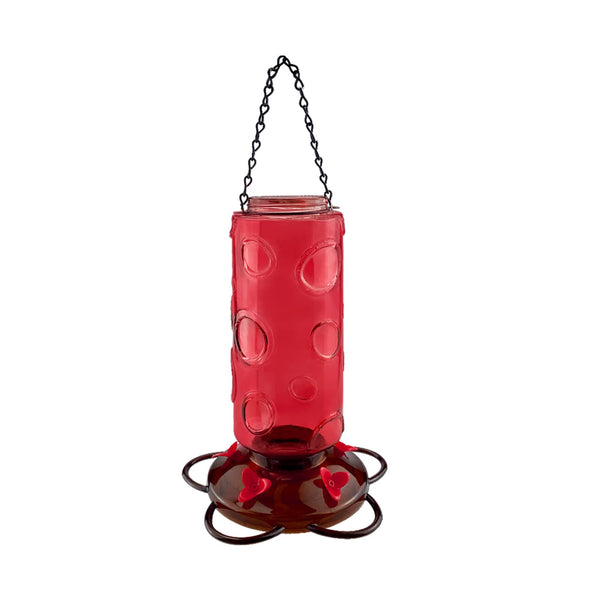 Urban Deco Hummingbird Feeder Red Glass Hummingbird Feeders,Red Wild Bird Feeder (Red-1pk)