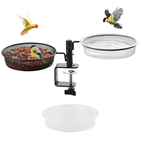 Urban Deco Deck Bird Feeders Platform Bird Feeder Deck Mount Bird Bath Spa for Dual Use Deck Flower Stand Flower Pot Great for Attracting Birds Detachable and Adjustable Heavy Duty Sturdy Steel,Bronze