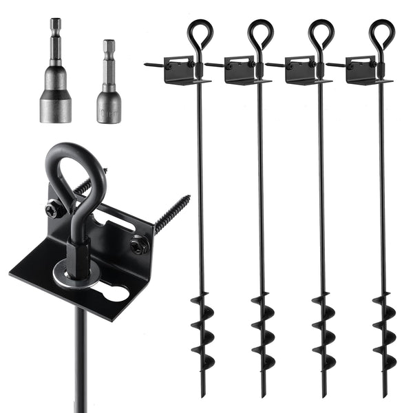 MIXXIDEA 24 in Mobile Home Anchors, Metal Ground Anchor Screw in, Heavy-Duty Earth Anchors with Adapter for Drill, Anchor Kits (24in-6pk)