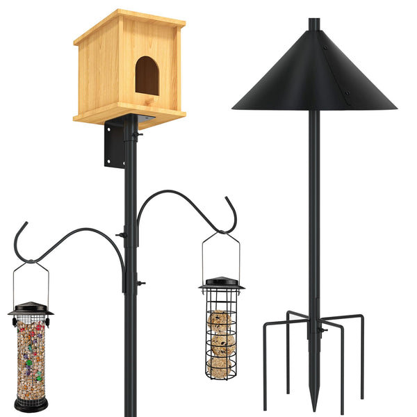 ERYTLLY Bird House Pole Mount Kit 80 Inch - Adjustable Hummingbird Bird Feeder Post Support Rod Universal Stand Set with 5 Prongs for Outdoor, Yard, Garden Decor, Black