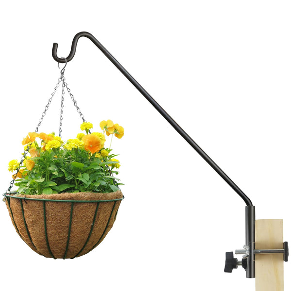 ERYTLLY Heavy Duty Deck Hook, Extensible and Adjustable Deck Hook with 2" Non Slip Horizontal Clamp for Hanging Bird Feeder, Plants, Suet Baskets,Wind Chimes,Lanterns and More