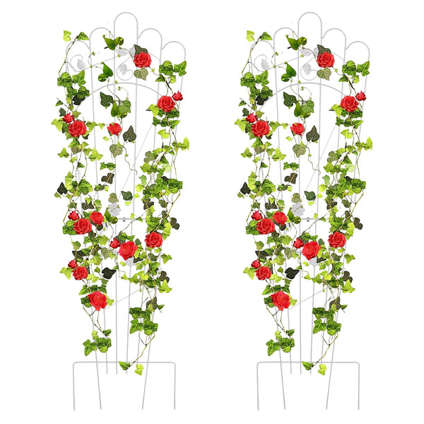 Metal Detachable Trapezoidal Garden Trellis for Climbing Plants Outdoor, 60 Inches Sturdy Patio Plant Support for Indoor Plants Trellis for Rose, Vegetable Flower, Backyard Pack of 2 - Black