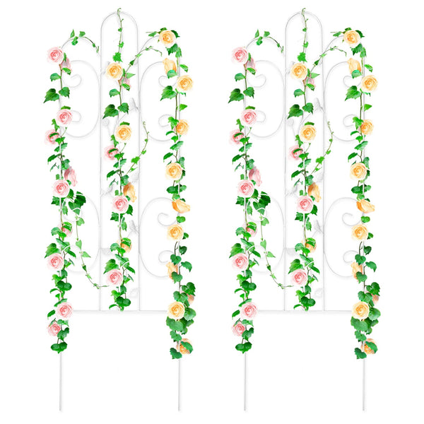 Metal Garden Trellis for Climbing Plants & Roses 61''x 18.5" Plants Support Rustproof Sturdy Leaves Garden Trellis for Vegetables Trellis for Potted Plants Pack of 2 - Black