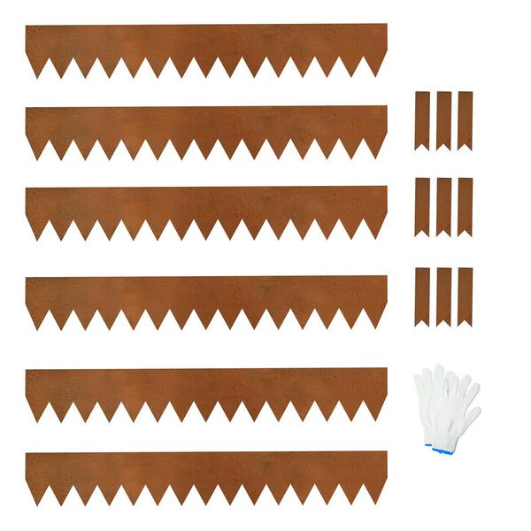 Weathering Steel Edging 6 Pack, 40" L x 5.5" H Depth Corten Steel Landscape Edging Kit Rust Patina Finish, 20ft Total Metal Edging for Landscaping, Metal Garden Border & Lawn Edging