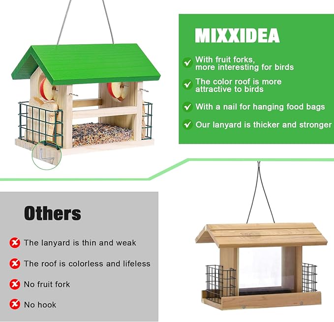 Attractive Green Roof Decorative Hanging Bird Feeders