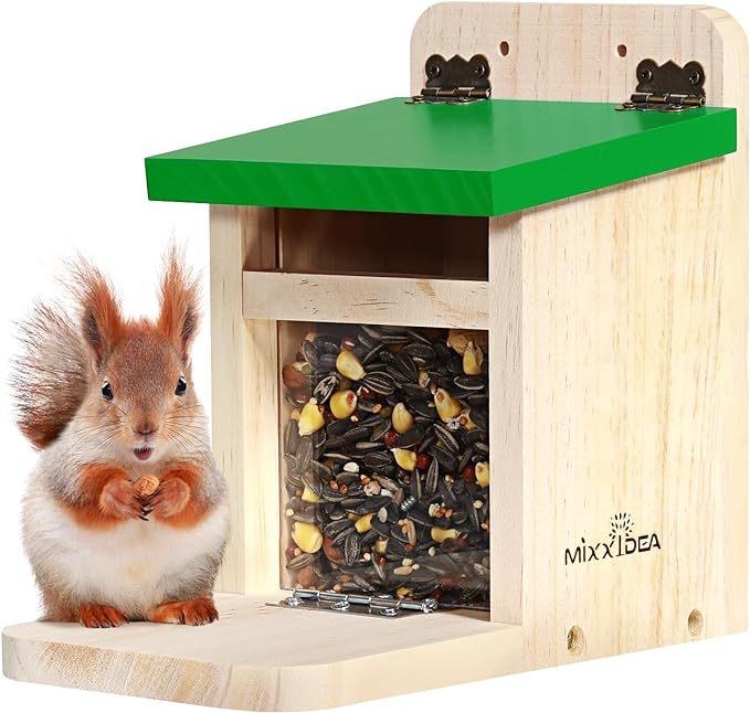 MIXXIDEA Green Wooden Squirrel Feeders