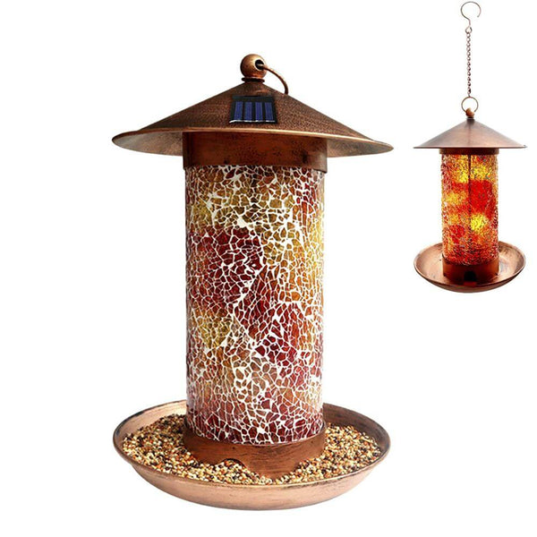 MIXXIDEA Mosaic Copper Solar Bird Feeder